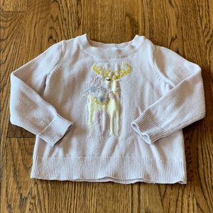 Gap kids reindeer sweater light pink